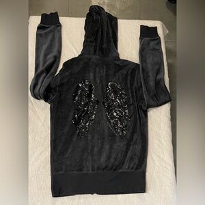 RARE! Velour Y2K Victoria Secret Smokey Black/ Gray Sequined 2 Piece Set XS